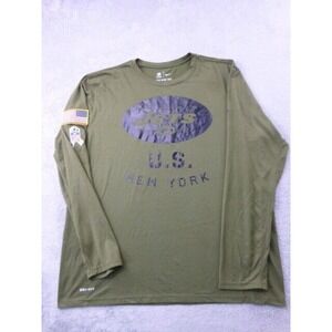 NY Jets Salute to Service T Shirt Mens XL Green Nike Dri‎ Fit Long Sleeve